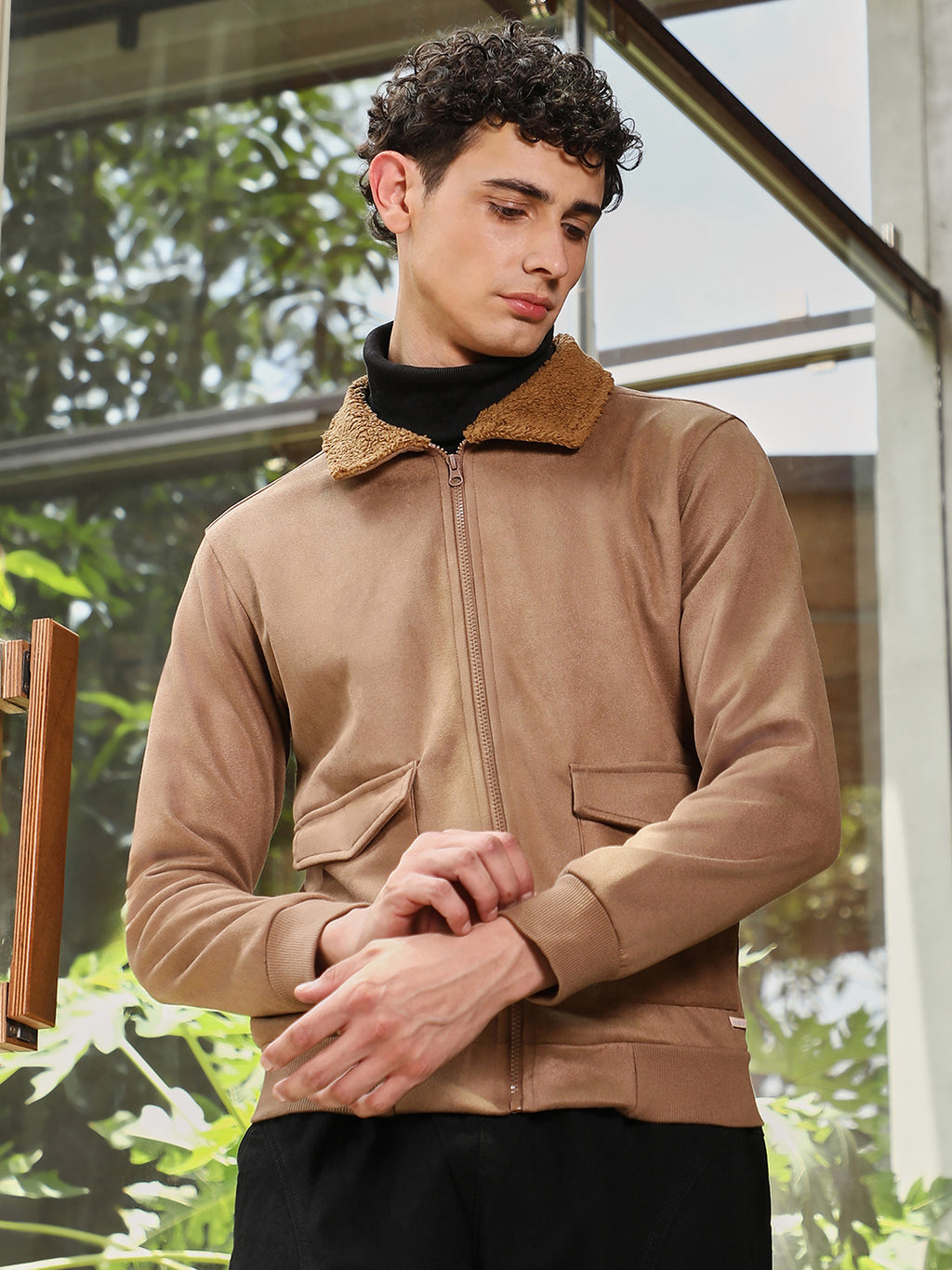 Zip-Front Jacket With Fleece Collar