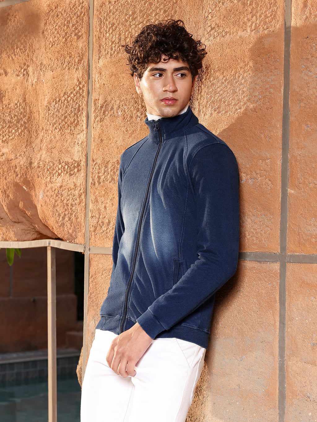 Zip-Front Dark-Wash Denim Jacket