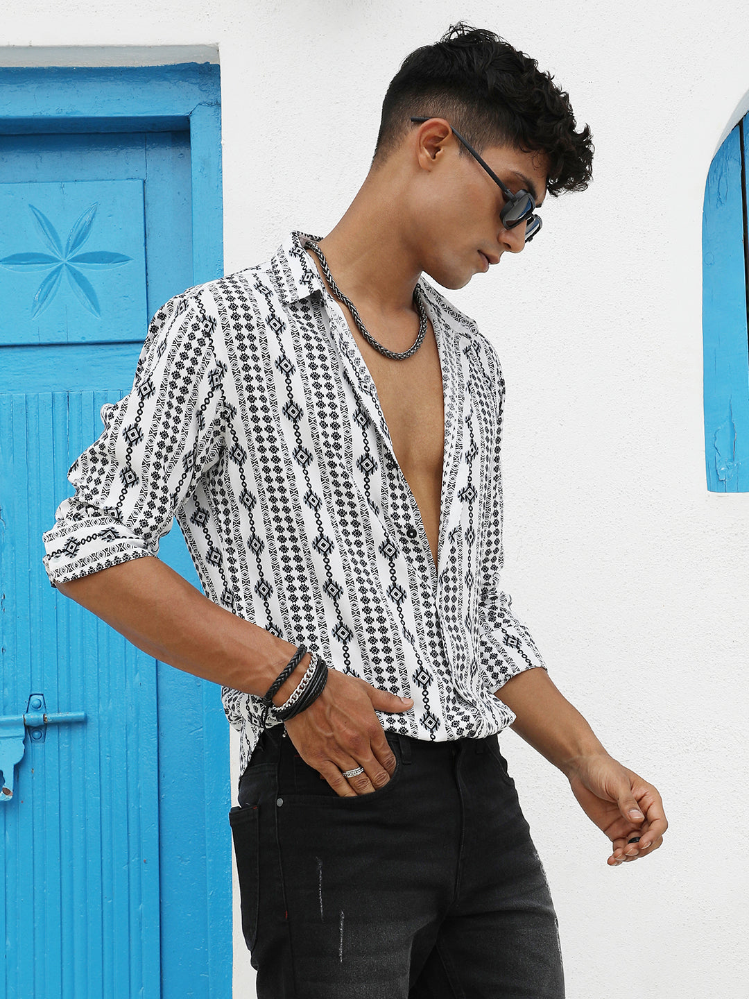 Geometric Aztec Print Shirt