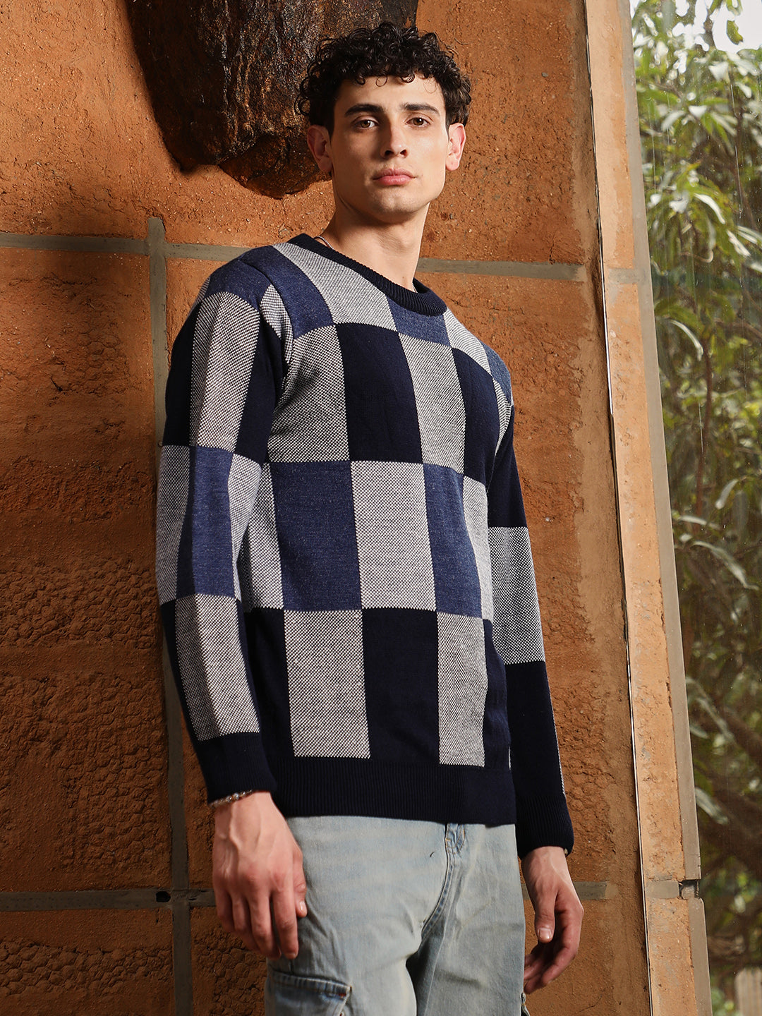 Block Check Pullover Sweater