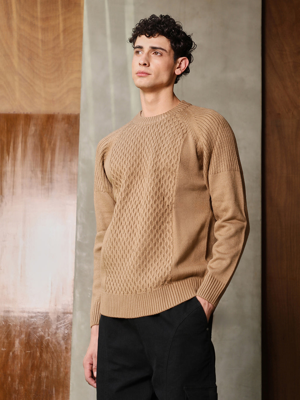 Hive-Knit Pullover Sweater