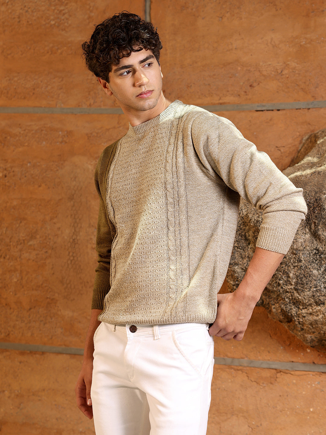 Contrast Panel Pullover Sweater