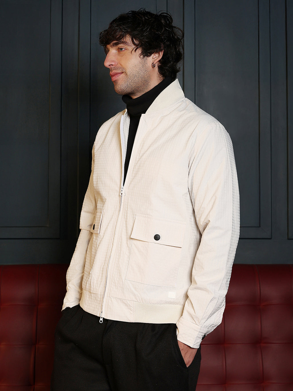 Zip-Front Knit Jacket