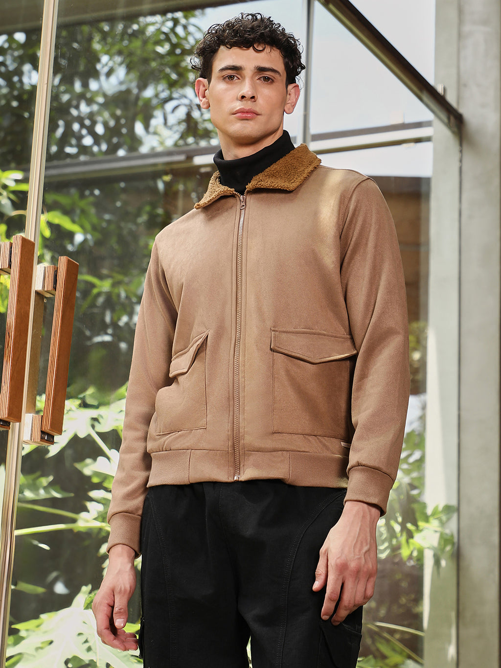 Zip-Front Jacket With Fleece Collar