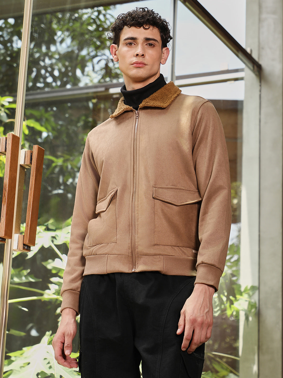 Zip-Front Jacket With Fleece Collar