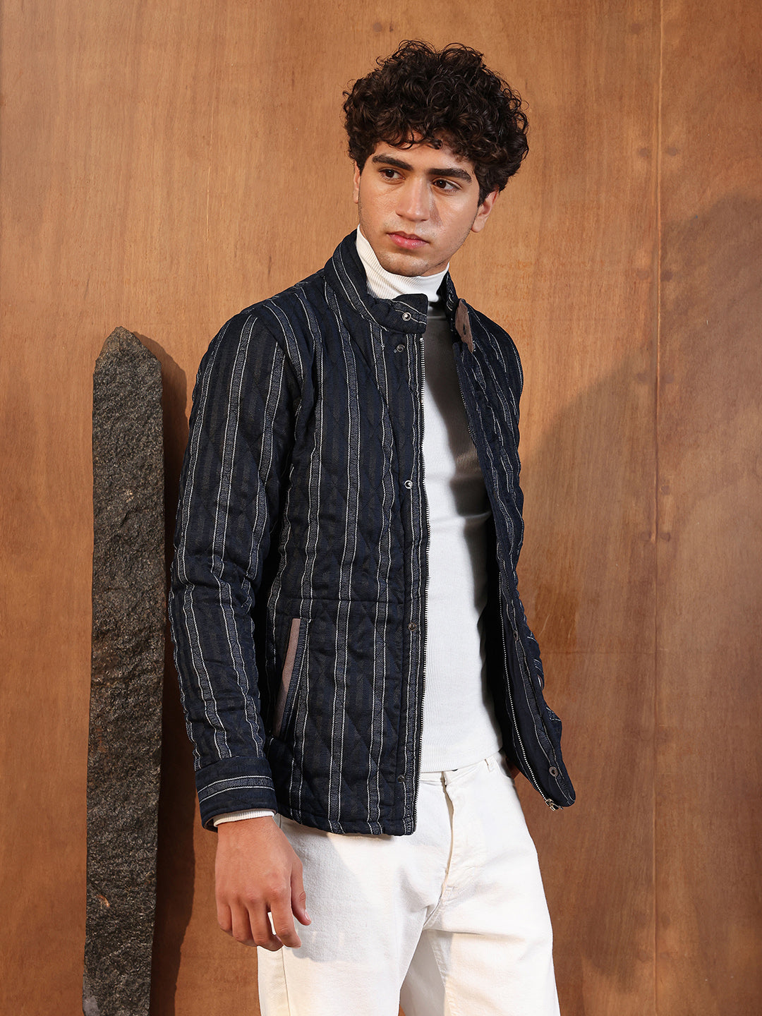 Fleece Block Denim Jacket