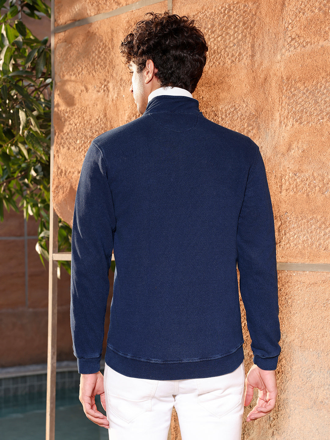 Zip-Front Dark-Wash Denim Jacket