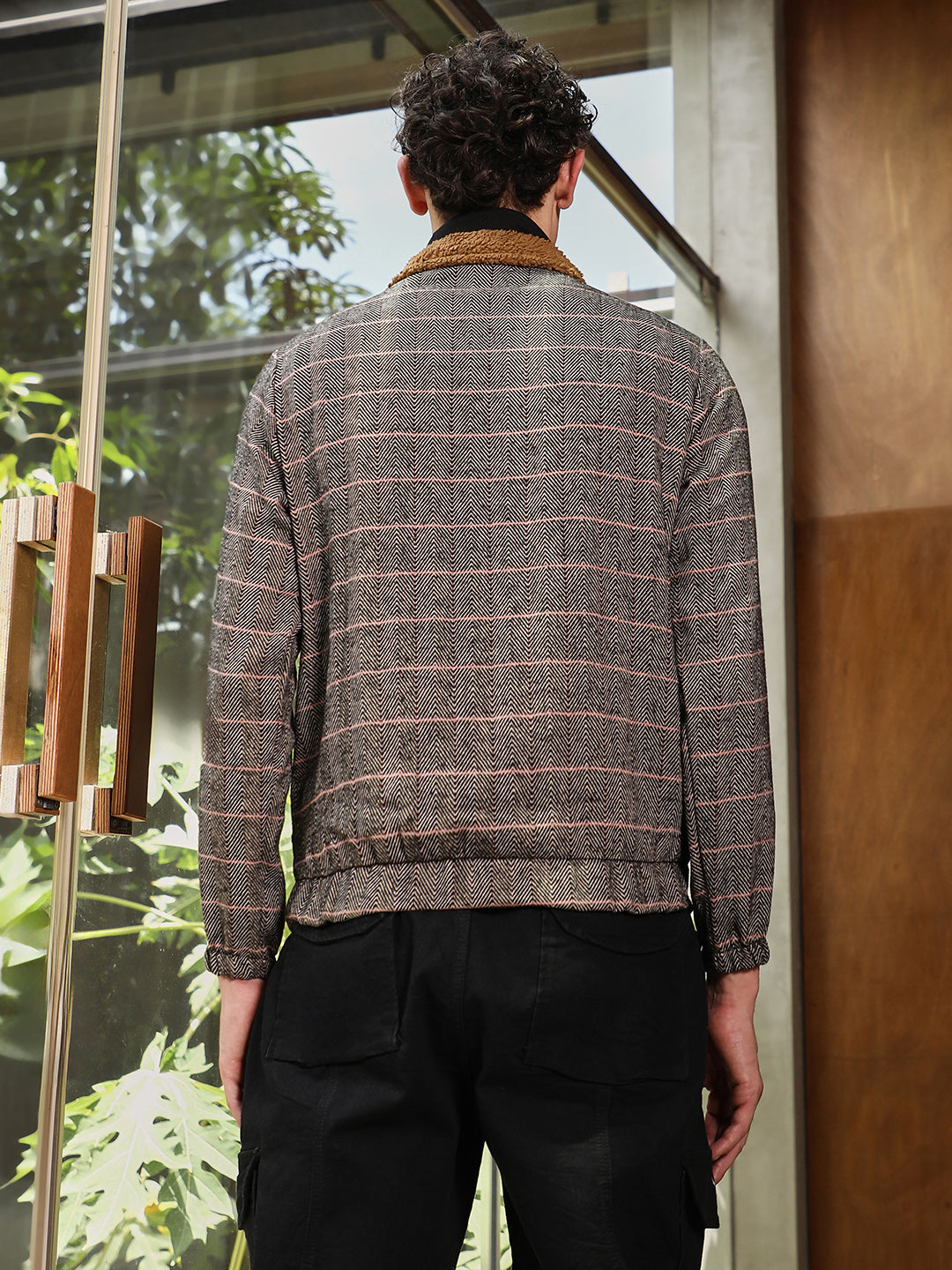 Tartan Plaid Jacket With Fleece Collar