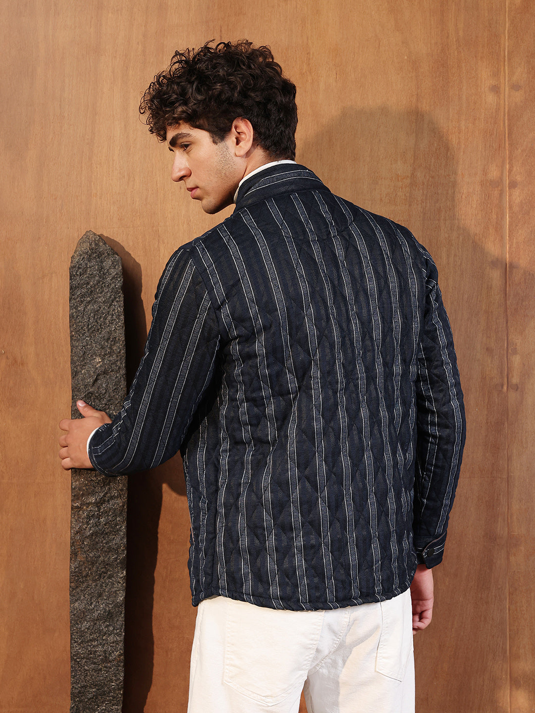 Fleece Block Denim Jacket