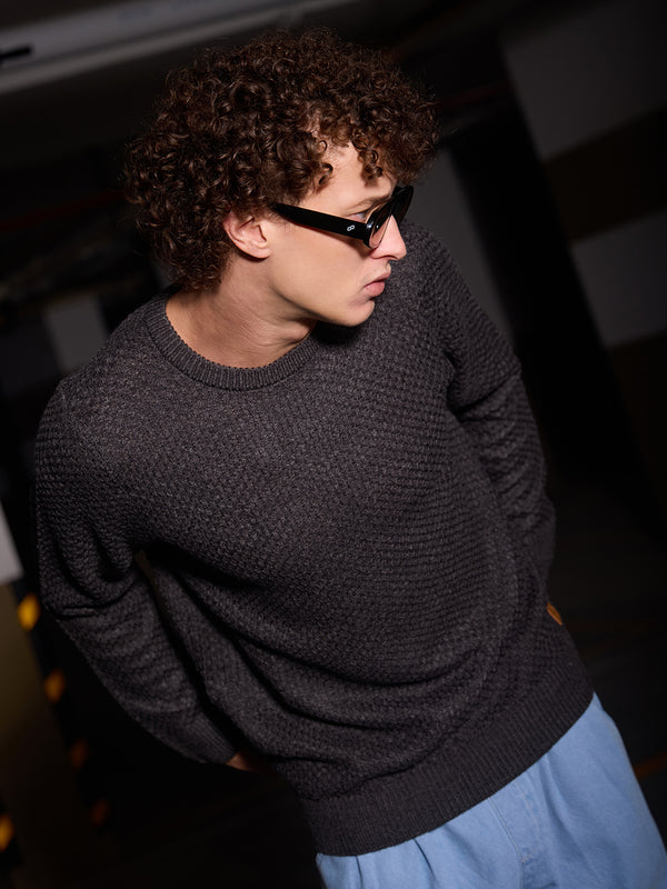Solid Knitted Pullover Sweater