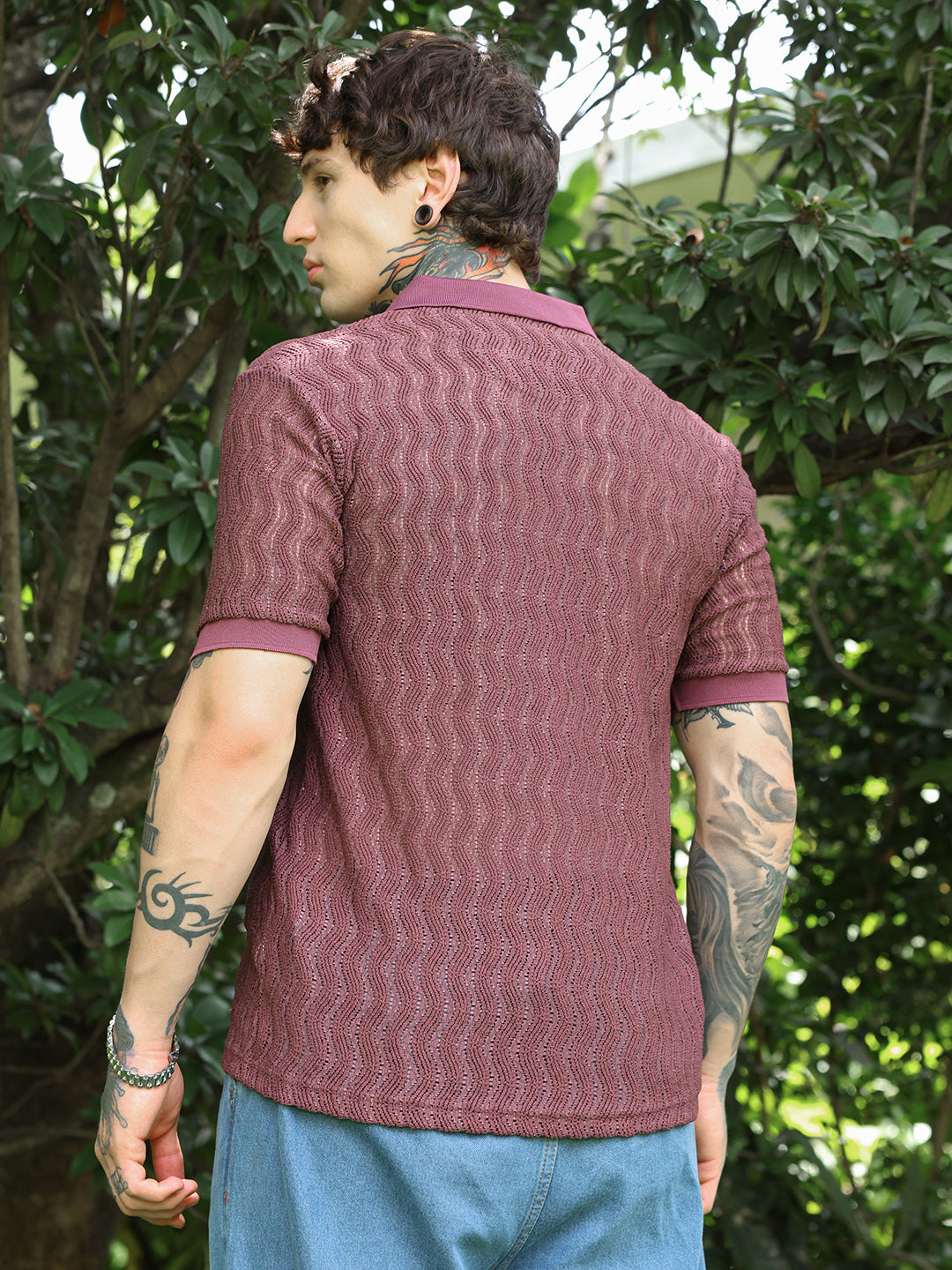 Swirl-Knit Polo Shirt