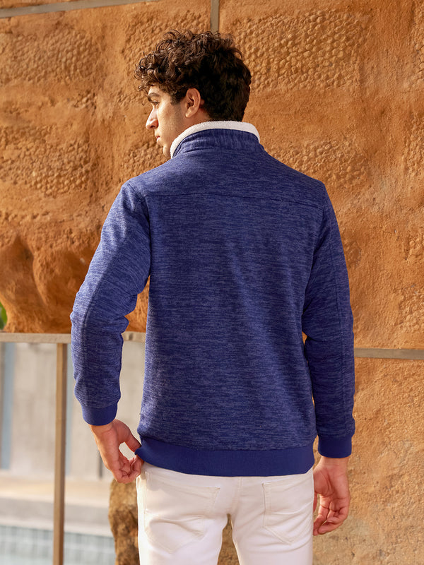 Heathered Jacket With Fleece Detail