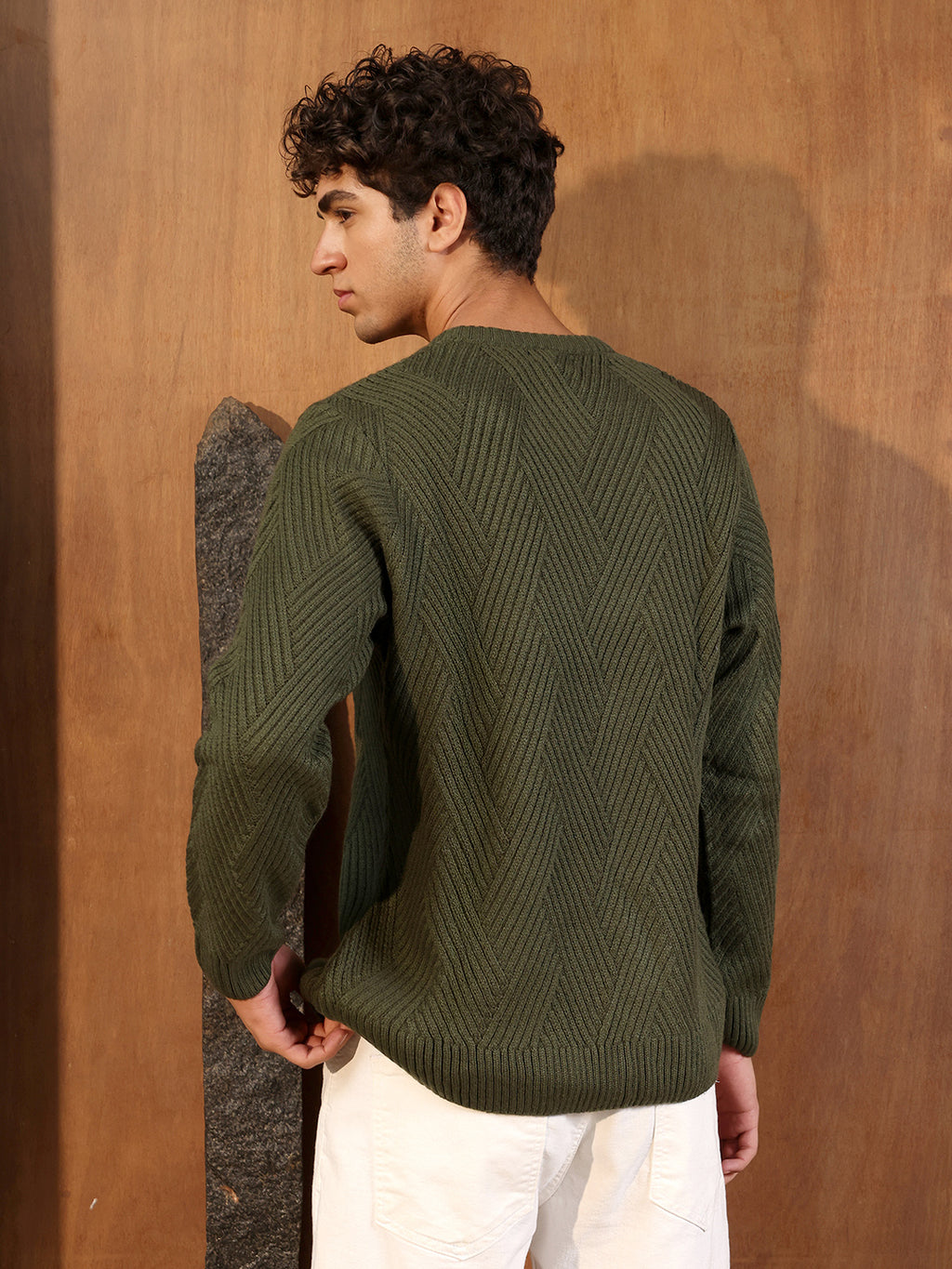 Basket-Knit Pullover Sweater