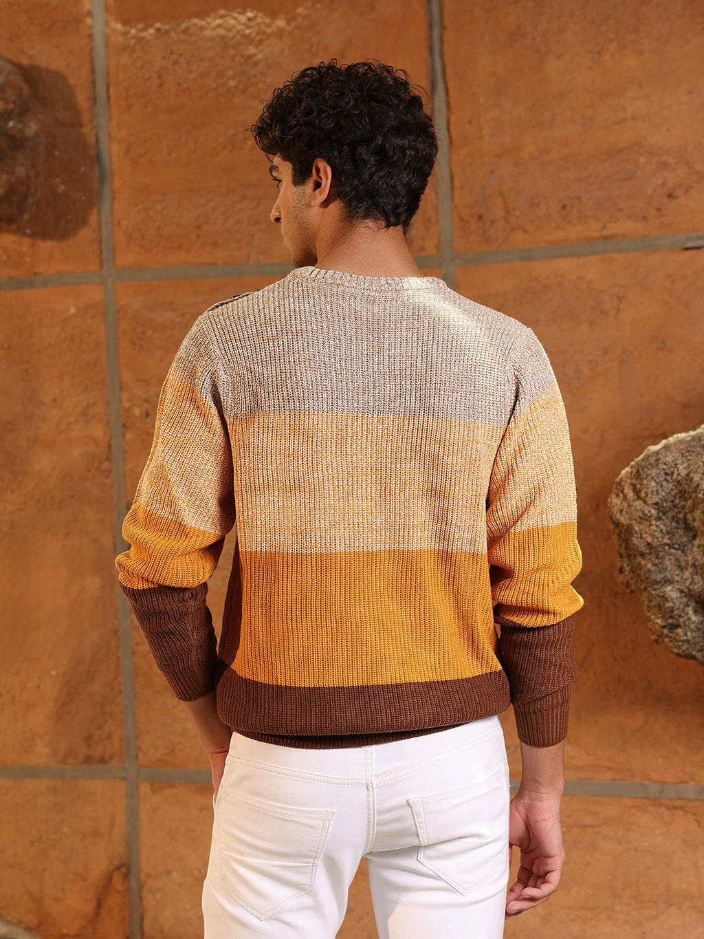 Contrast Panel Pullover Sweater