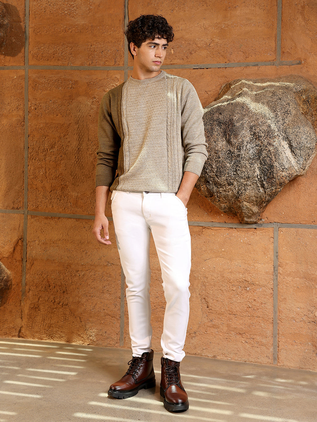 Contrast Panel Pullover Sweater