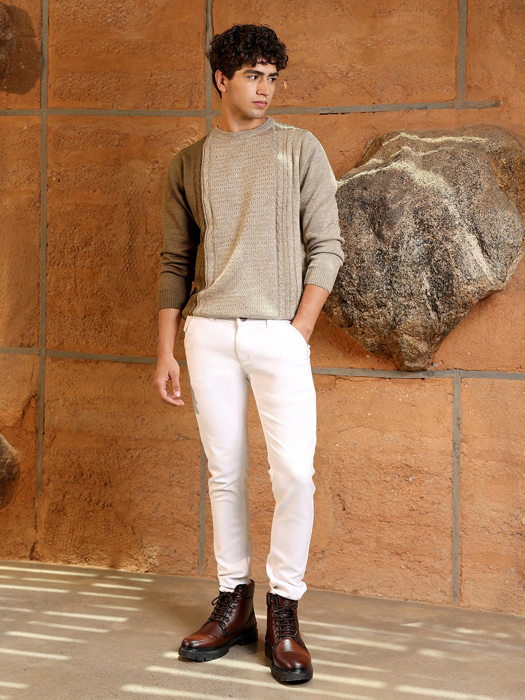 Contrast Panel Pullover Sweater