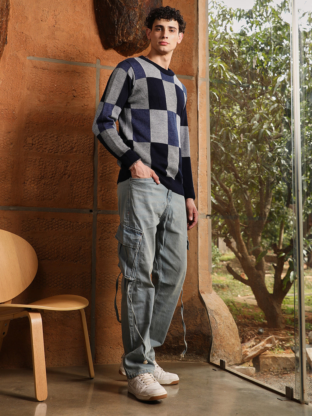 Block Check Pullover Sweater