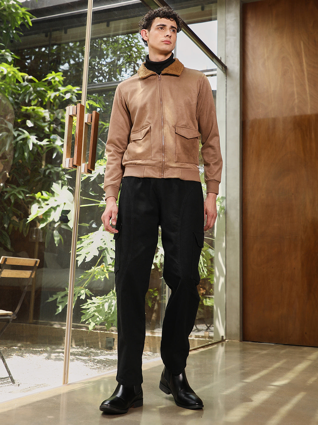 Zip-Front Jacket With Fleece Collar