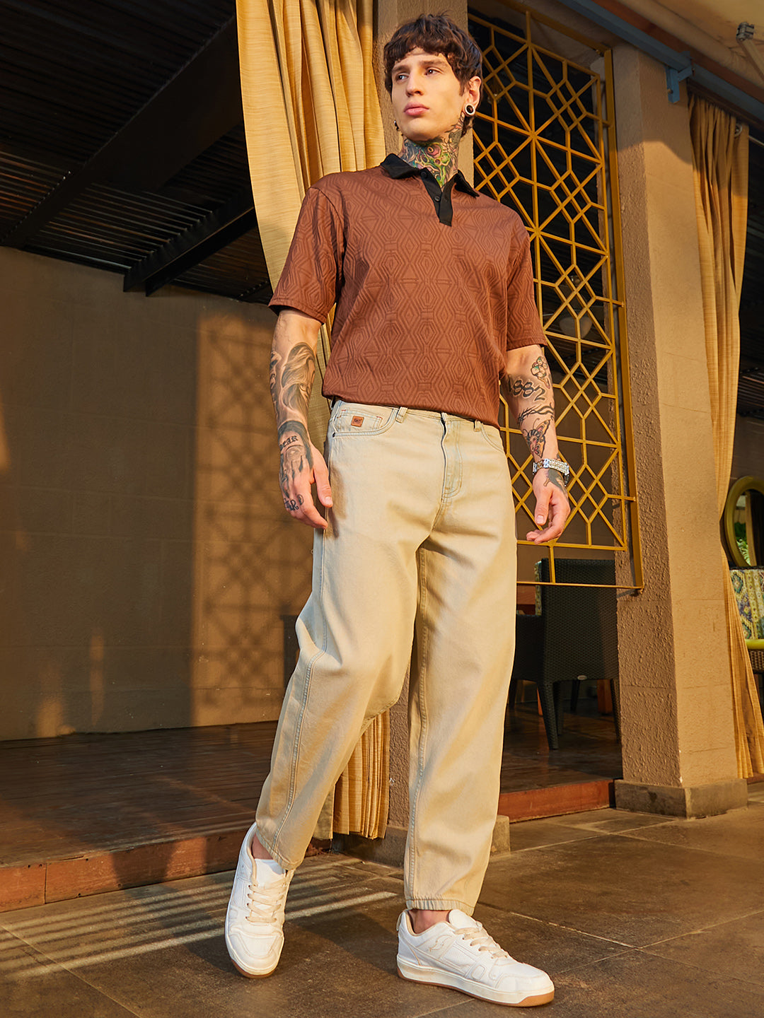 Light-Wash Carrot-Fit Denim Jeans