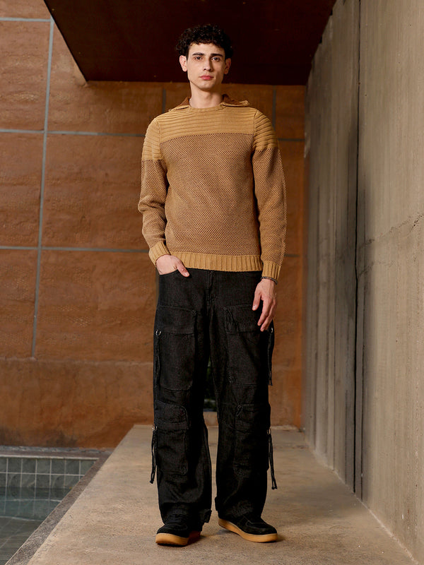 Textured Knit Pullover Sweater