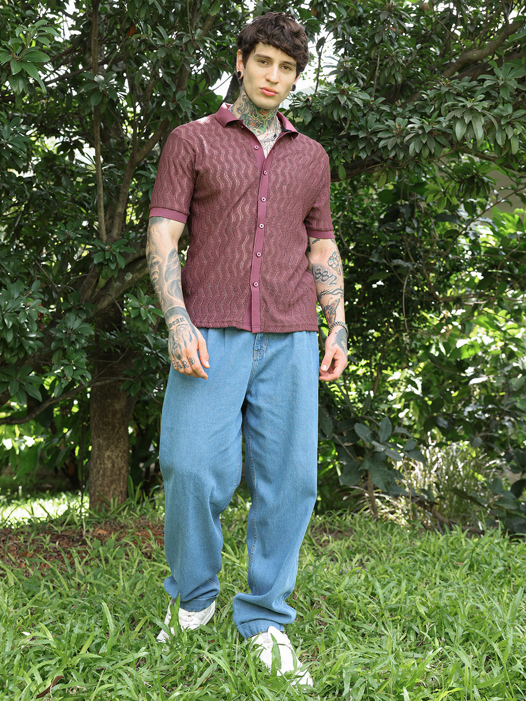 Swirl-Knit Polo Shirt