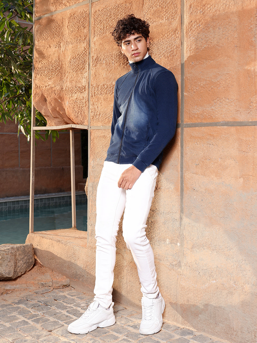 Zip-Front Dark-Wash Denim Jacket