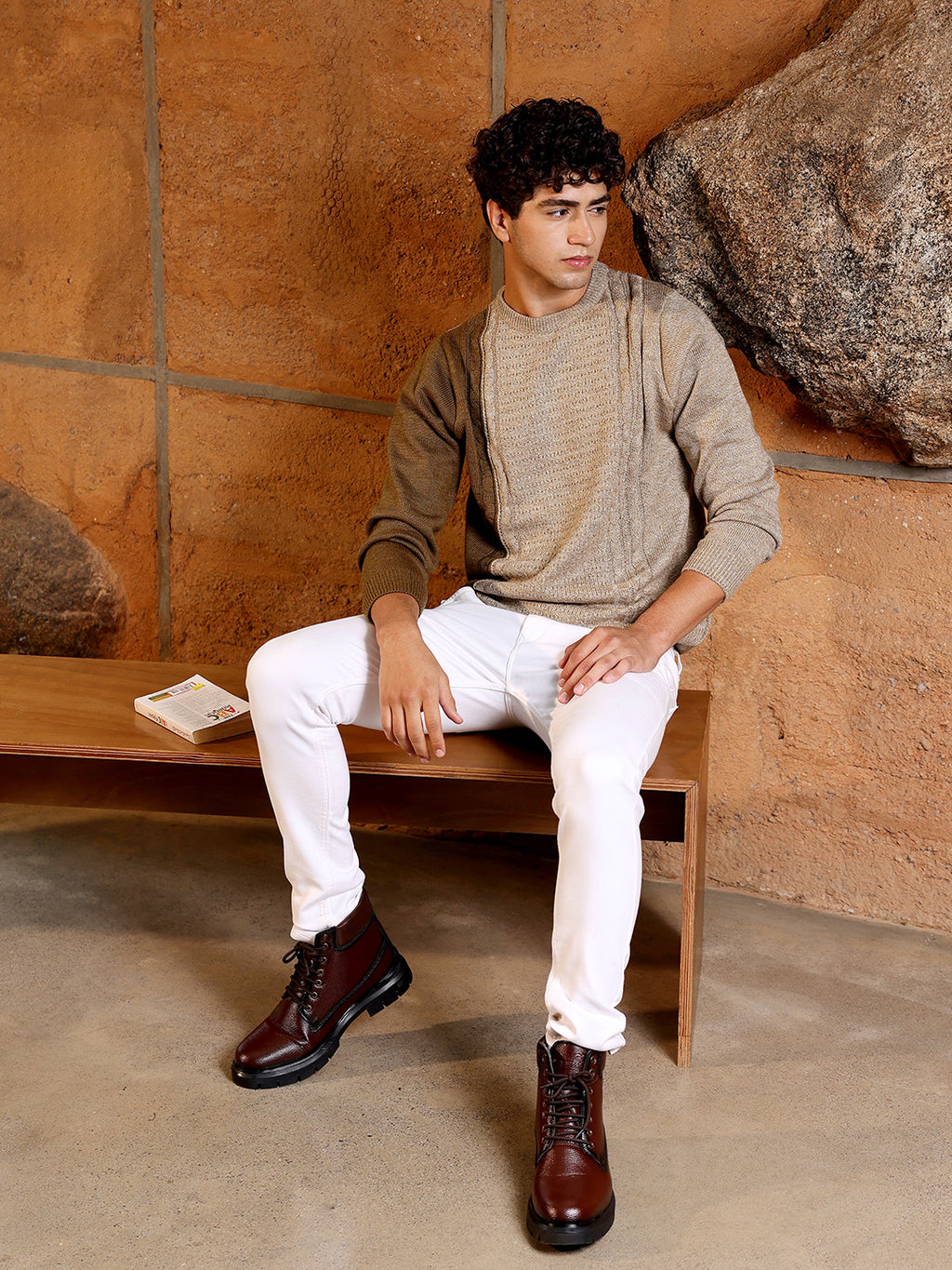 Contrast Panel Pullover Sweater