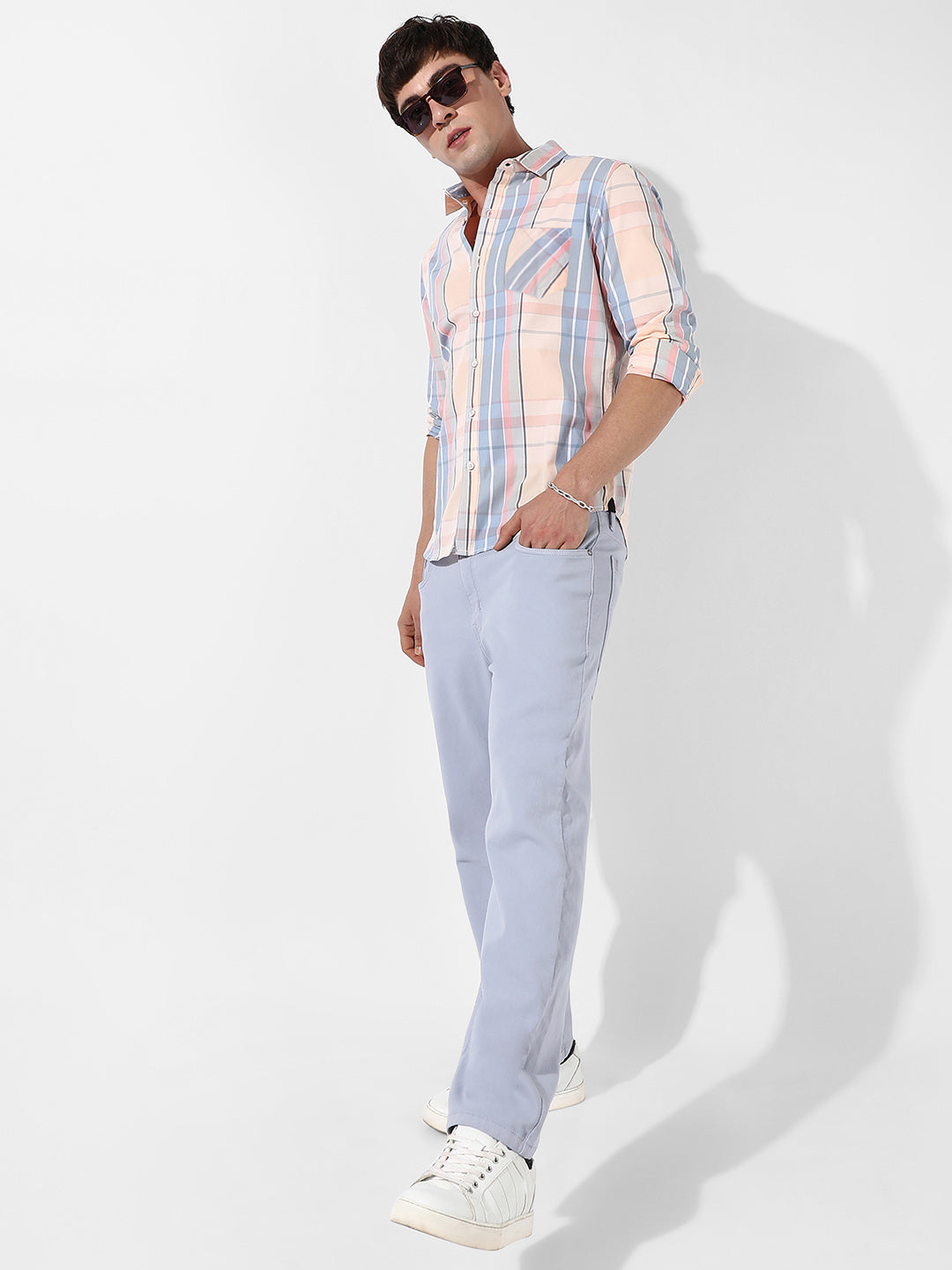 Cotton Plaid Button Up Shirt