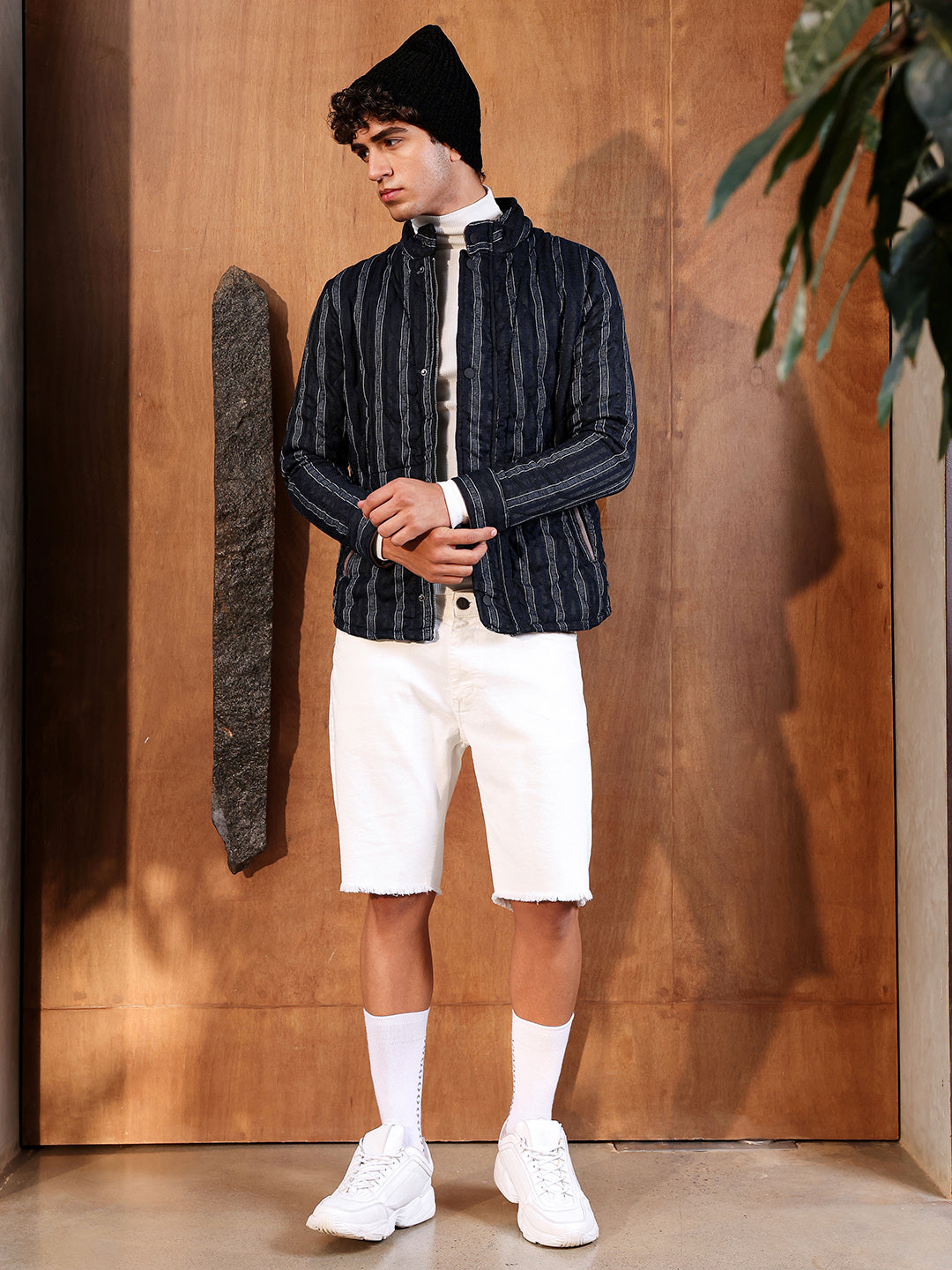 Fleece Block Denim Jacket