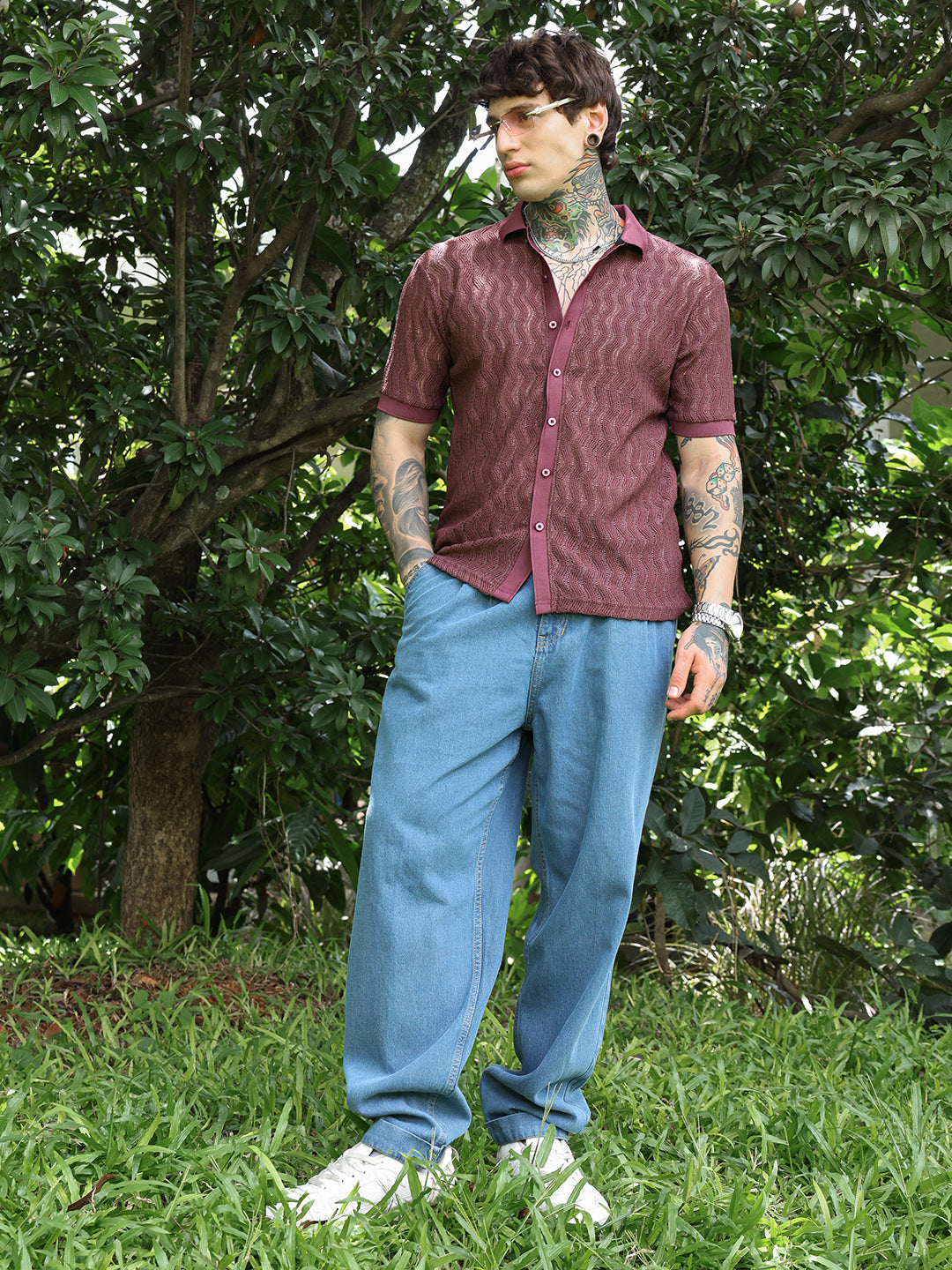 Swirl-Knit Polo Shirt