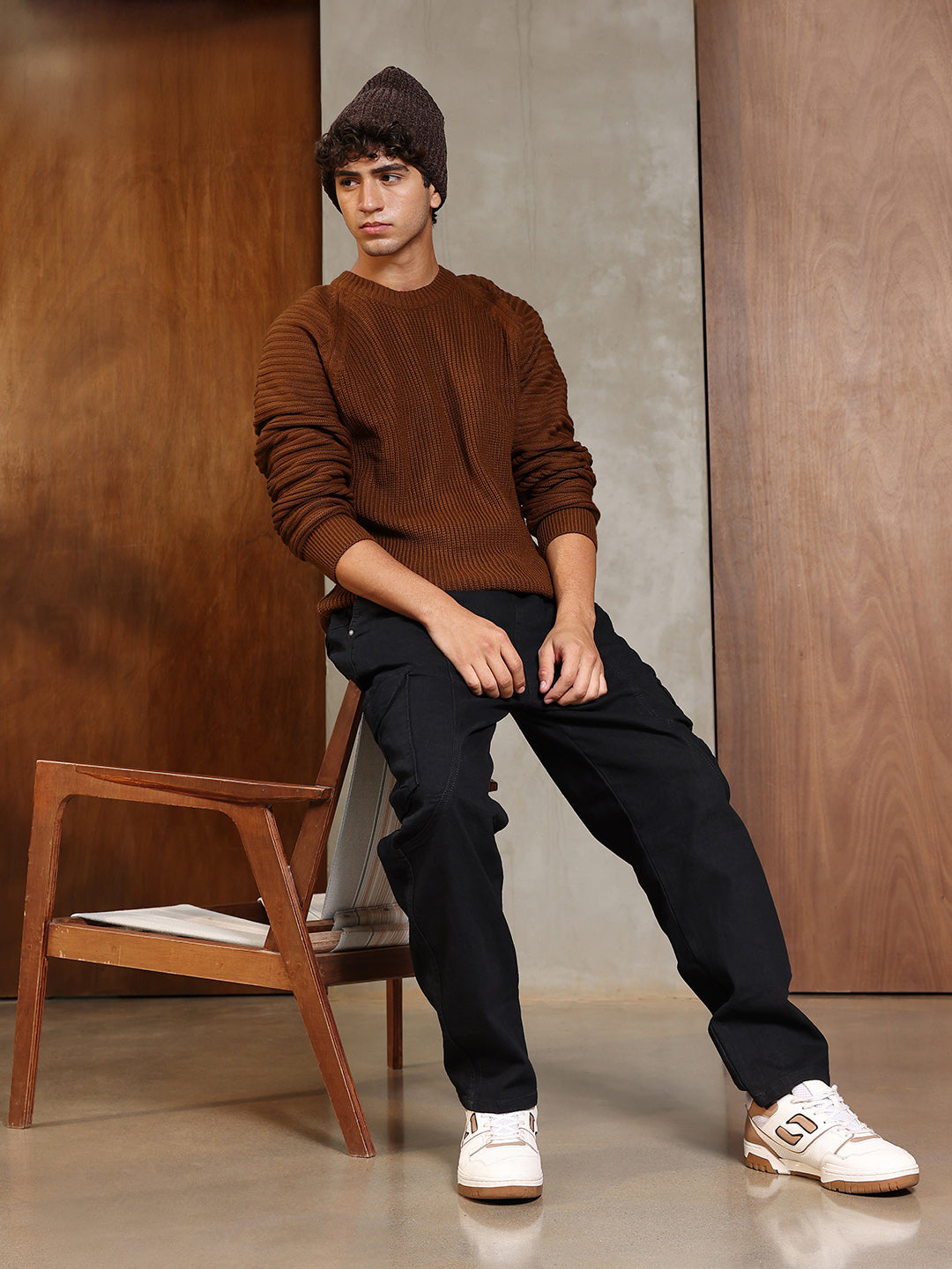 Self-Raglan Knit Pullover Sweater