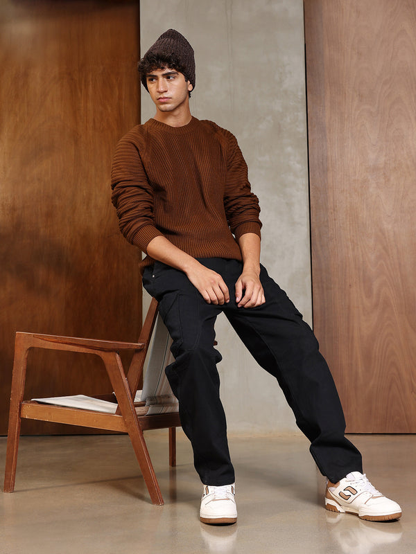 Self-Raglan Knit Pullover Sweater