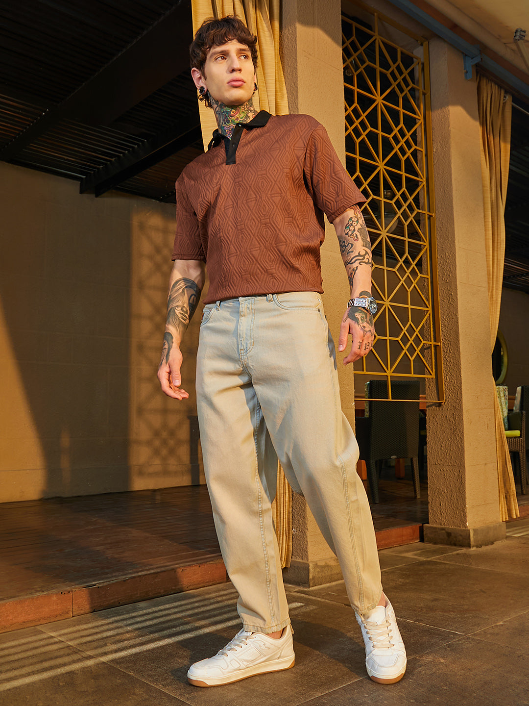 Light-Wash Carrot-Fit Denim Jeans