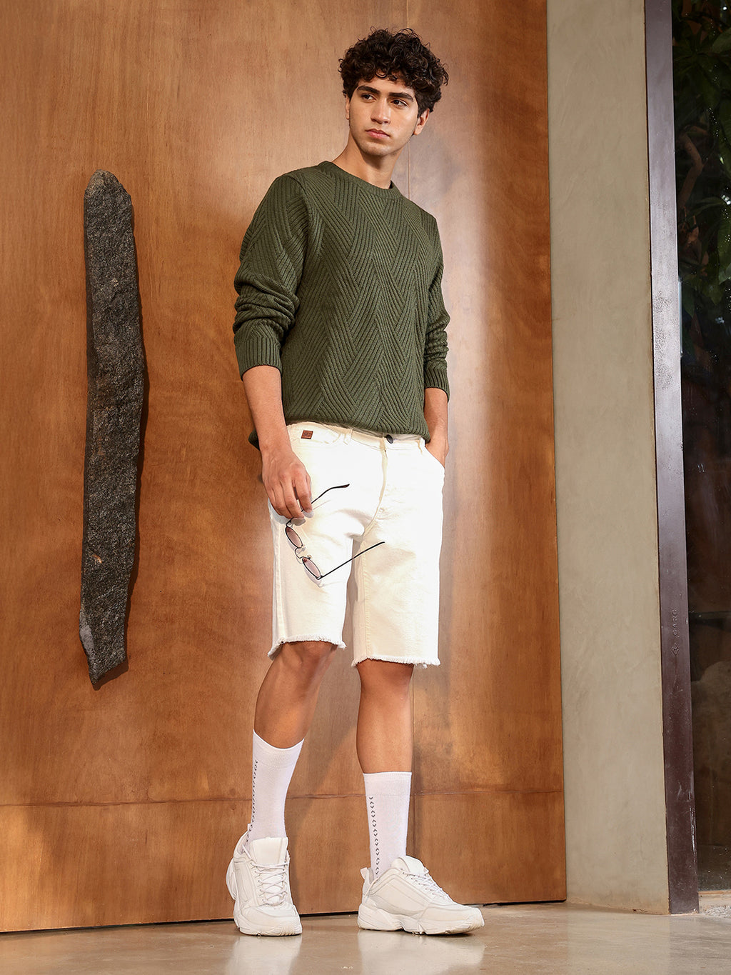 Basket-Knit Pullover Sweater