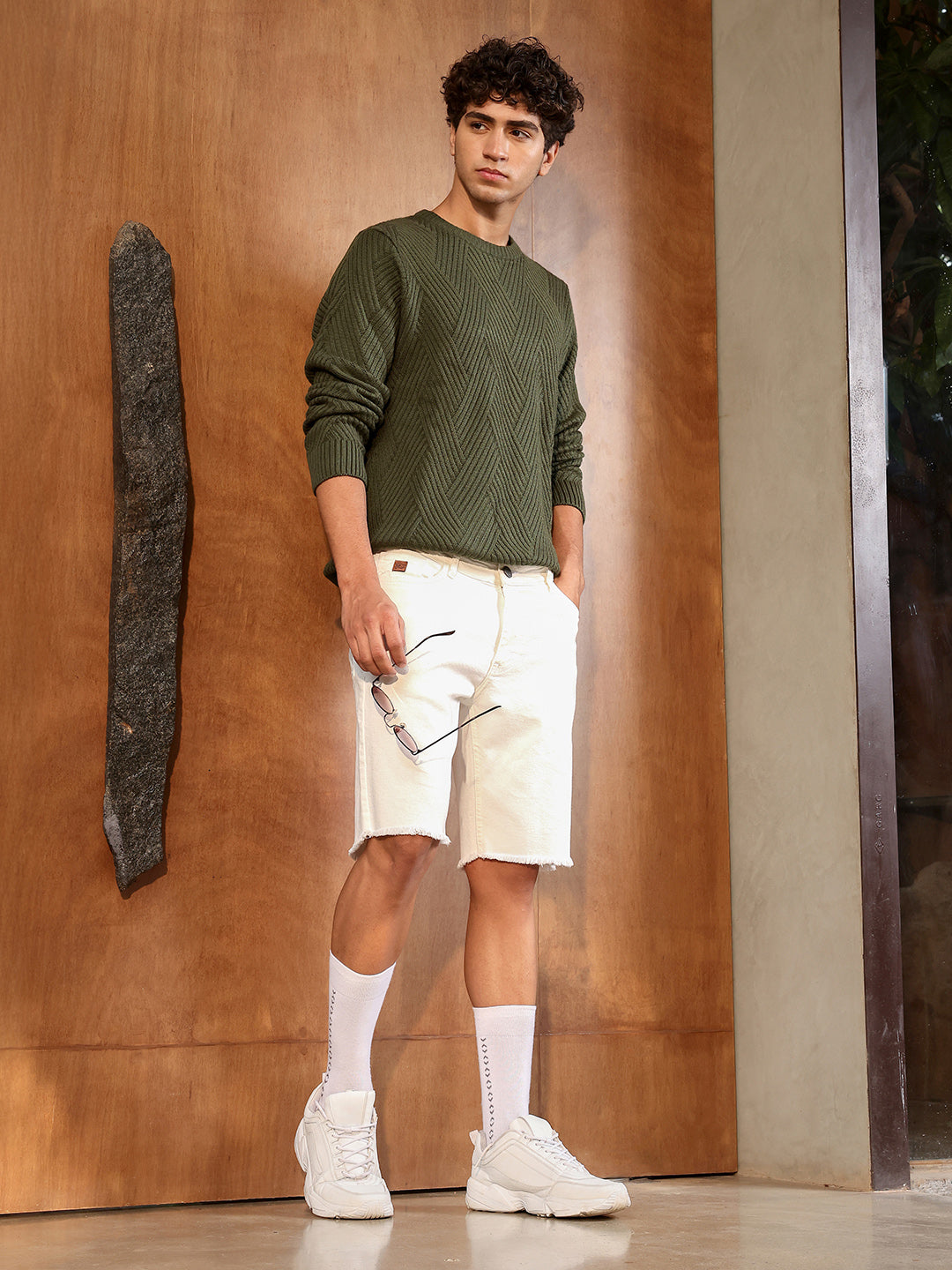 Basket-Knit Pullover Sweater