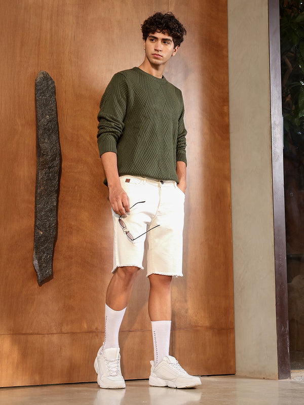 Basket-Knit Pullover Sweater