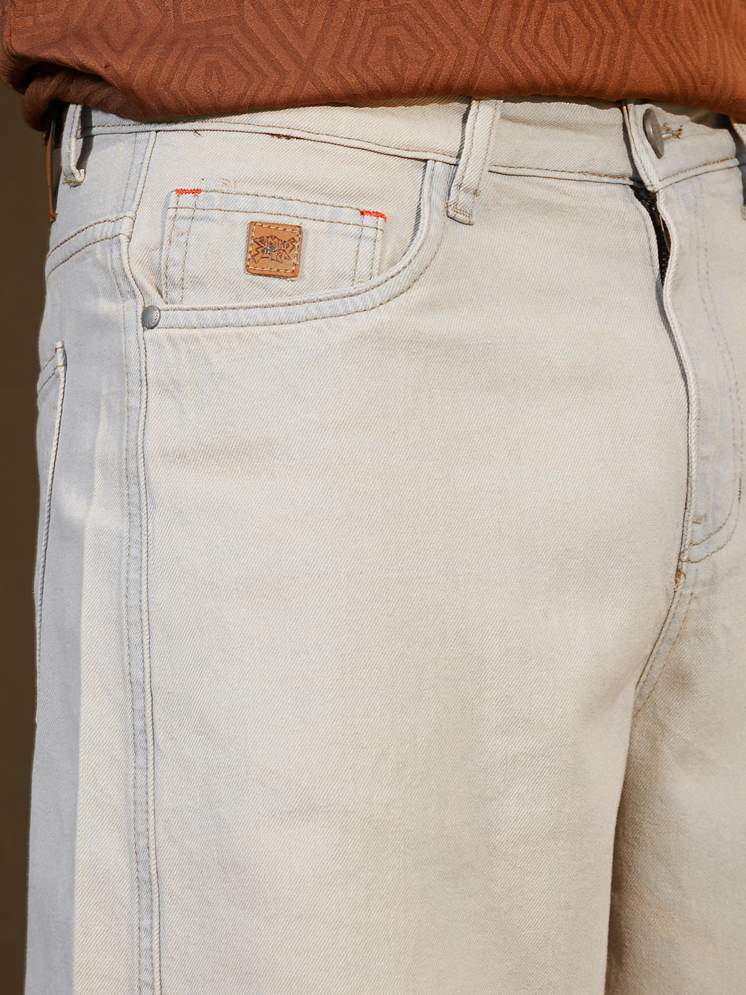 Light-Wash Carrot-Fit Denim Jeans