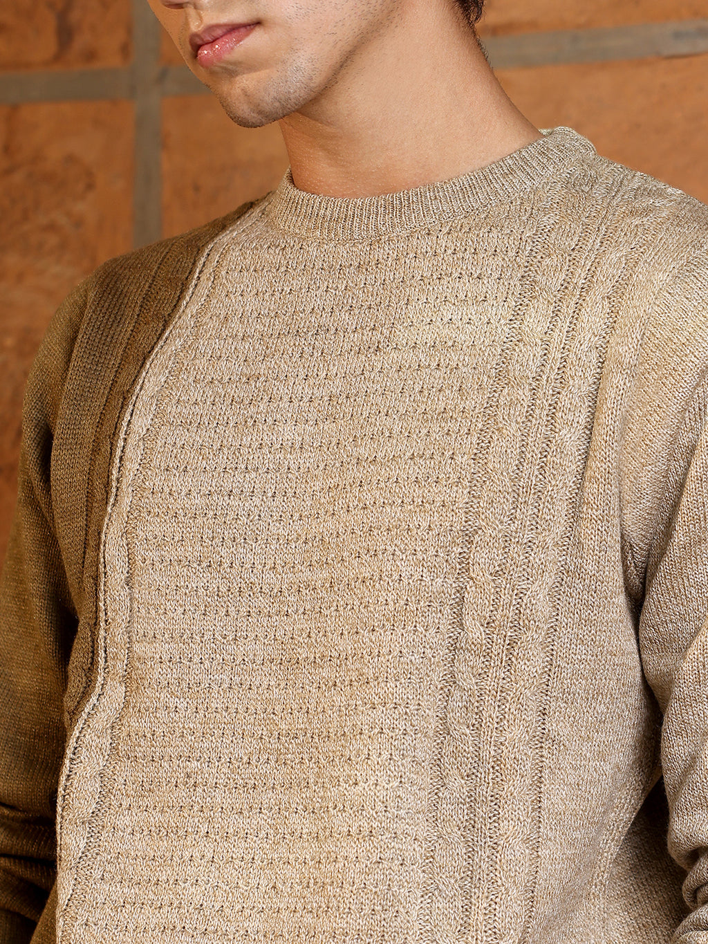 Contrast Panel Pullover Sweater