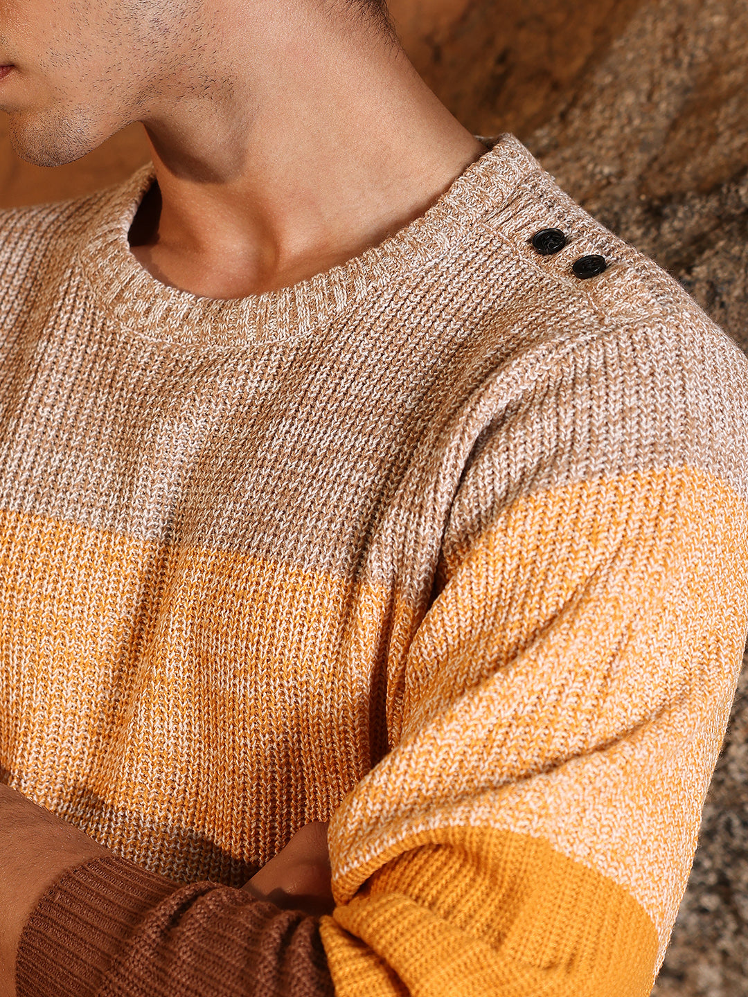 Contrast Panel Pullover Sweater