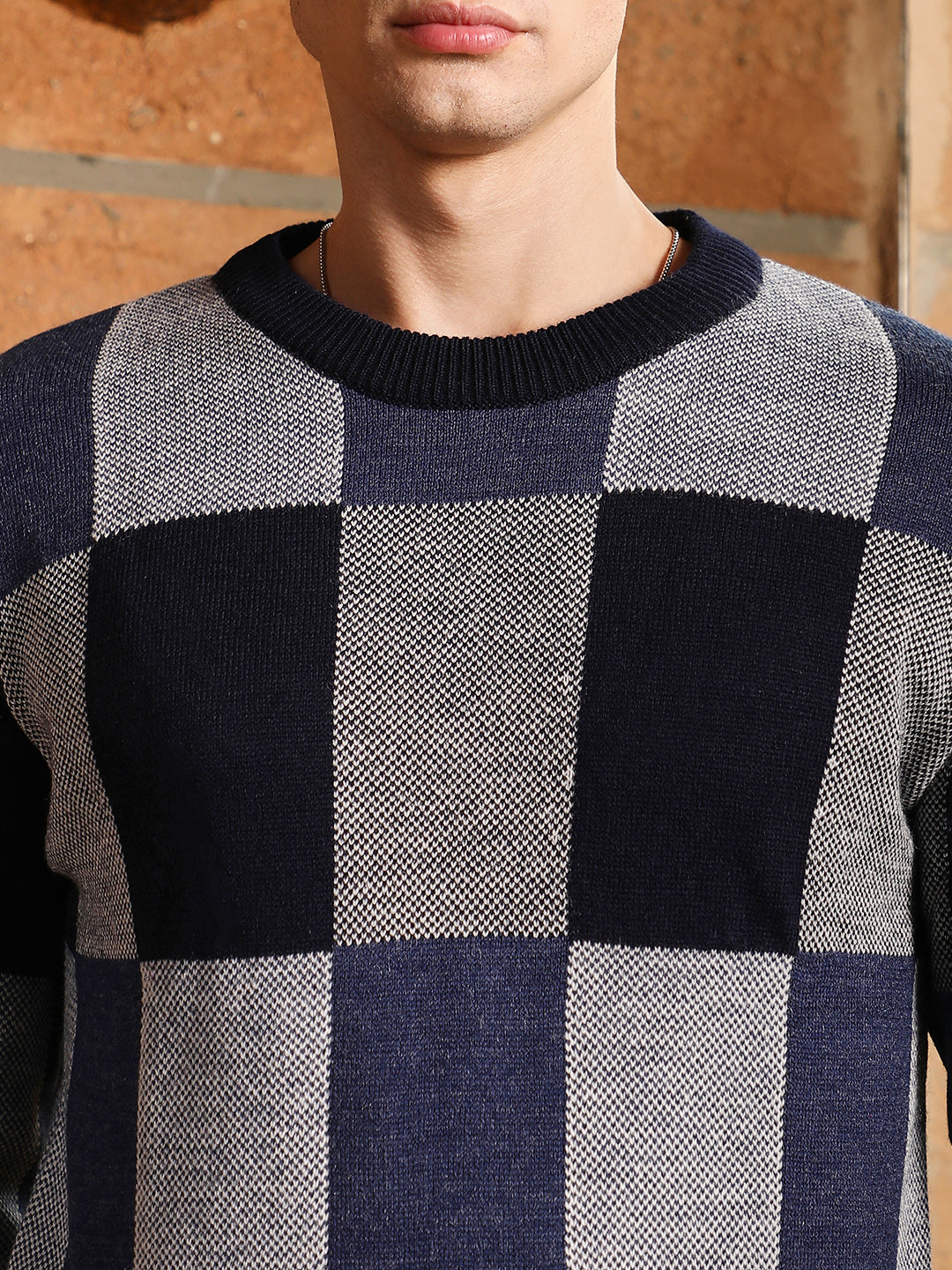 Block Check Pullover Sweater