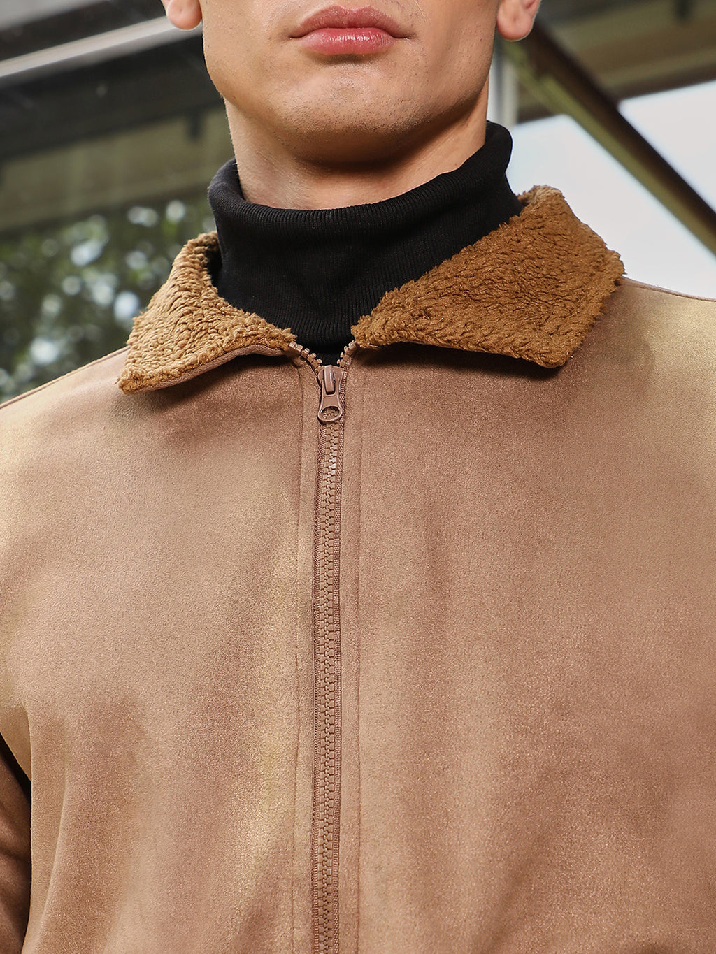 Zip-Front Jacket With Fleece Collar