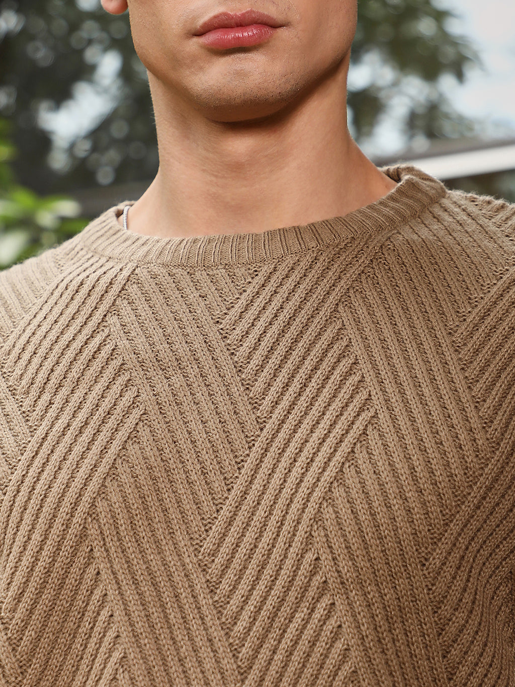 Basket-Knit Pullover Sweater