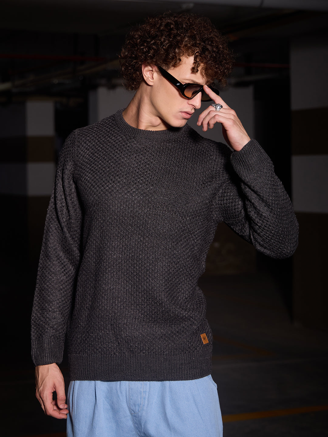 Solid Knitted Pullover Sweater