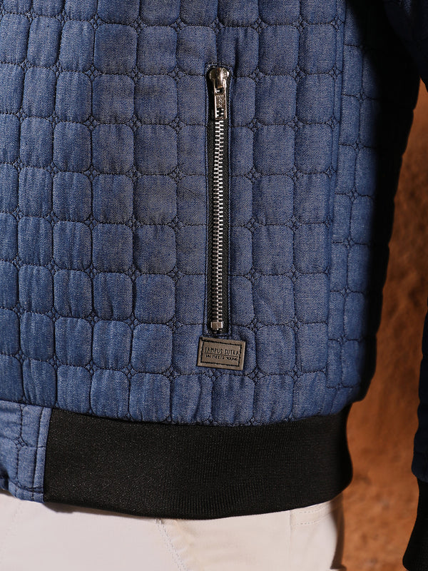Cubic-Quilted Bomber Jacket
