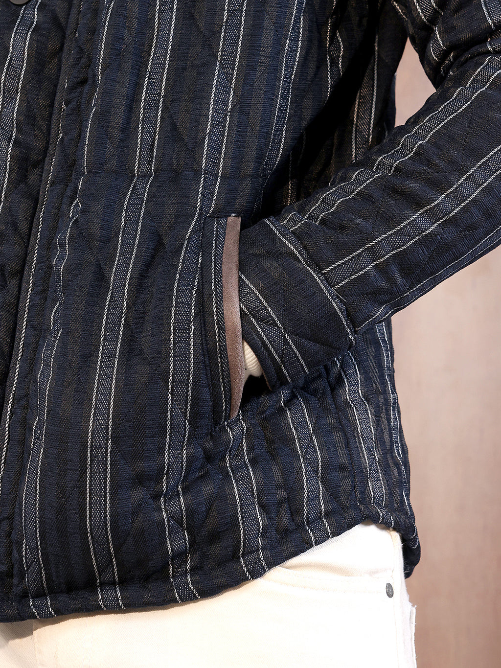 Fleece Block Denim Jacket