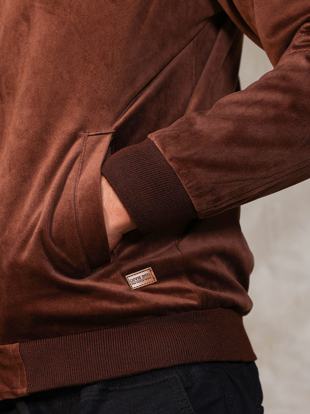 Fur-Lined Suede Bomber Jacket