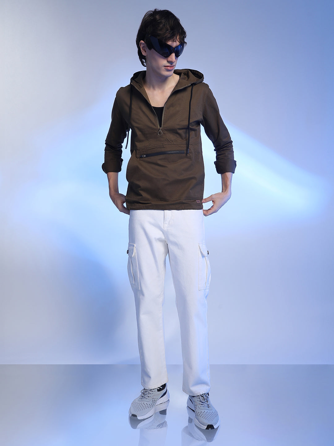 Half-Zip Utility Jacket With Contrast Drawstring