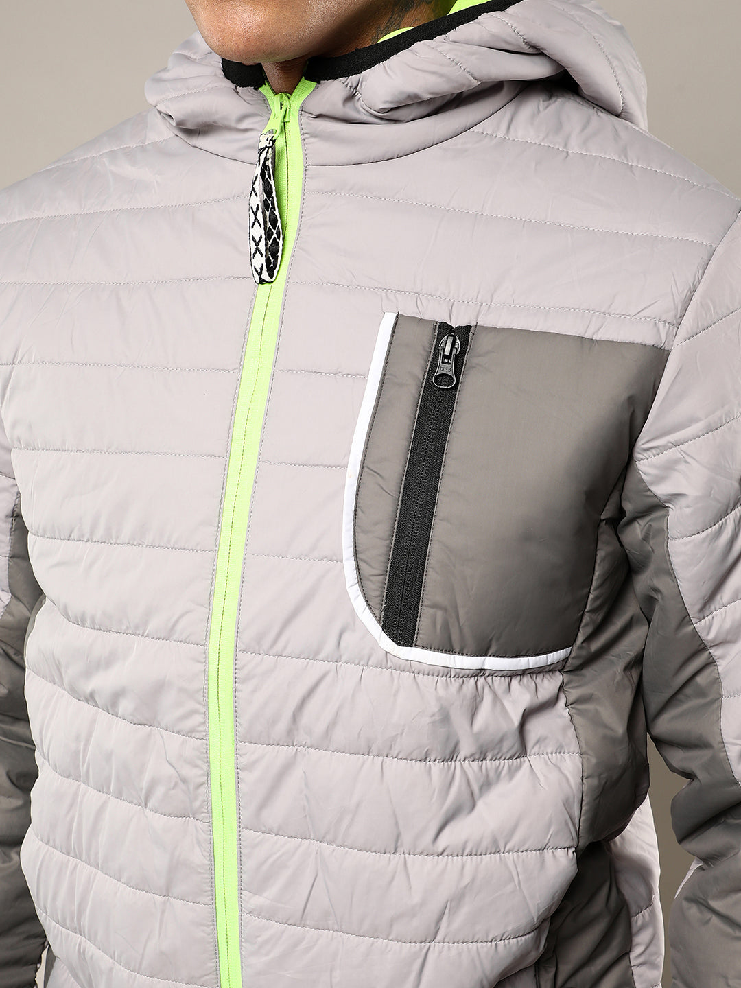 Puffer Jacket With Contrast Zipper