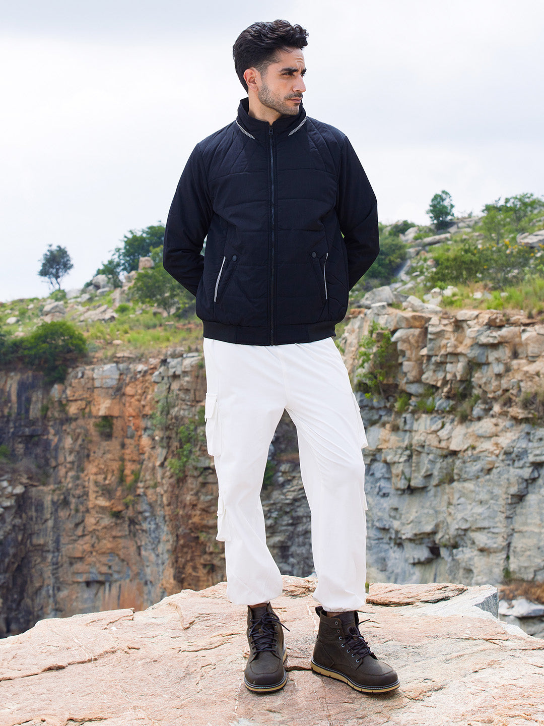 Quited Bomber Jacket With Ribbed Hem