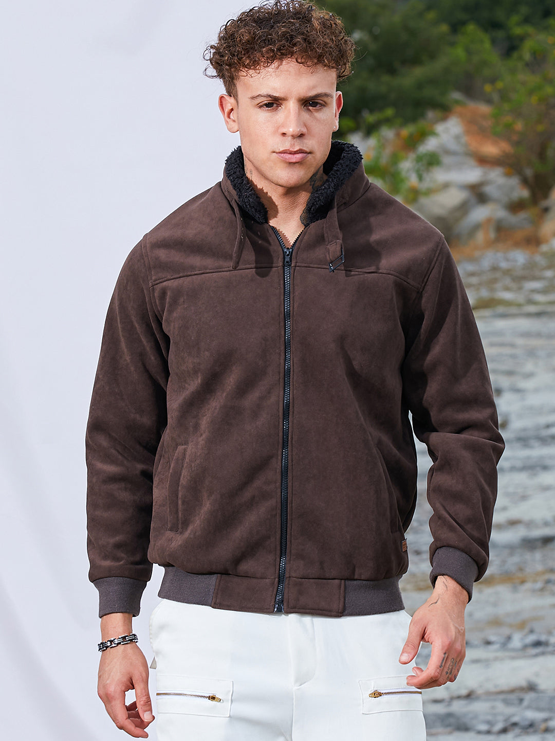 Zip-Front Jacket With Fleece Detail